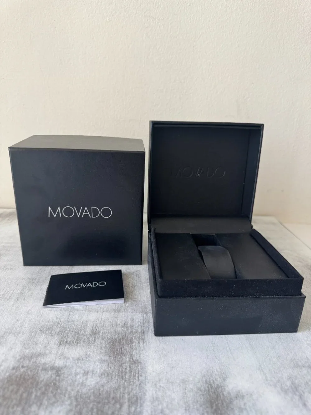 Genuine MOVADO Black Watch Presentation Box With Case, UNISEX without Watches!